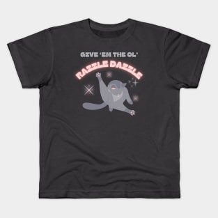 Cat Shirt 'Give 'Em The Ol' Razzle Dazzle' Graphic Tee, Funny Licking Cat Design, Casual Wear Unique Gift for Cat Lovers Kids T-Shirt